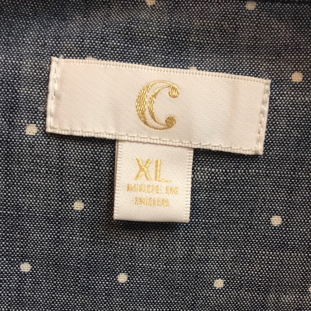 100% Cotton Polka-Dot Tailored Blue/Grey Shirt - Picture 6 of 8